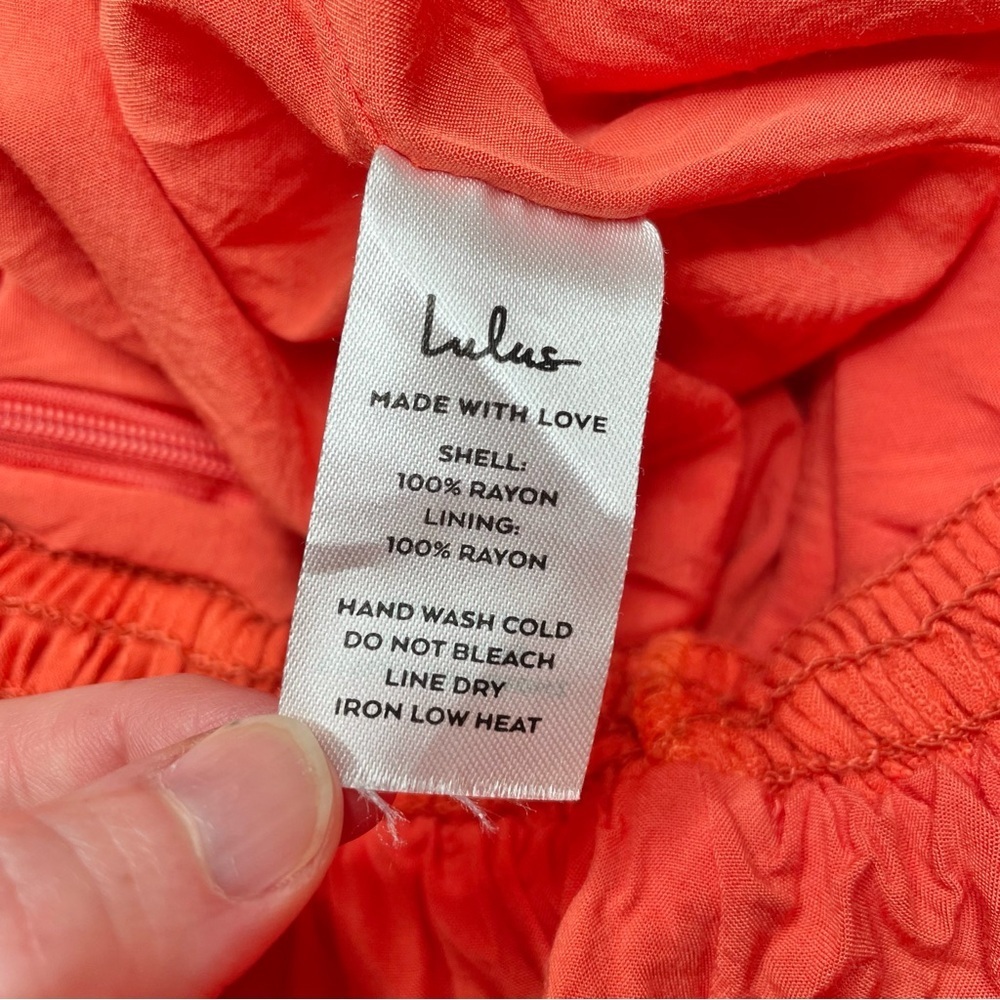 Lulu's Coral V-Neck Wide-Leg Smocked Jumpsuit - Picture 7 of 11